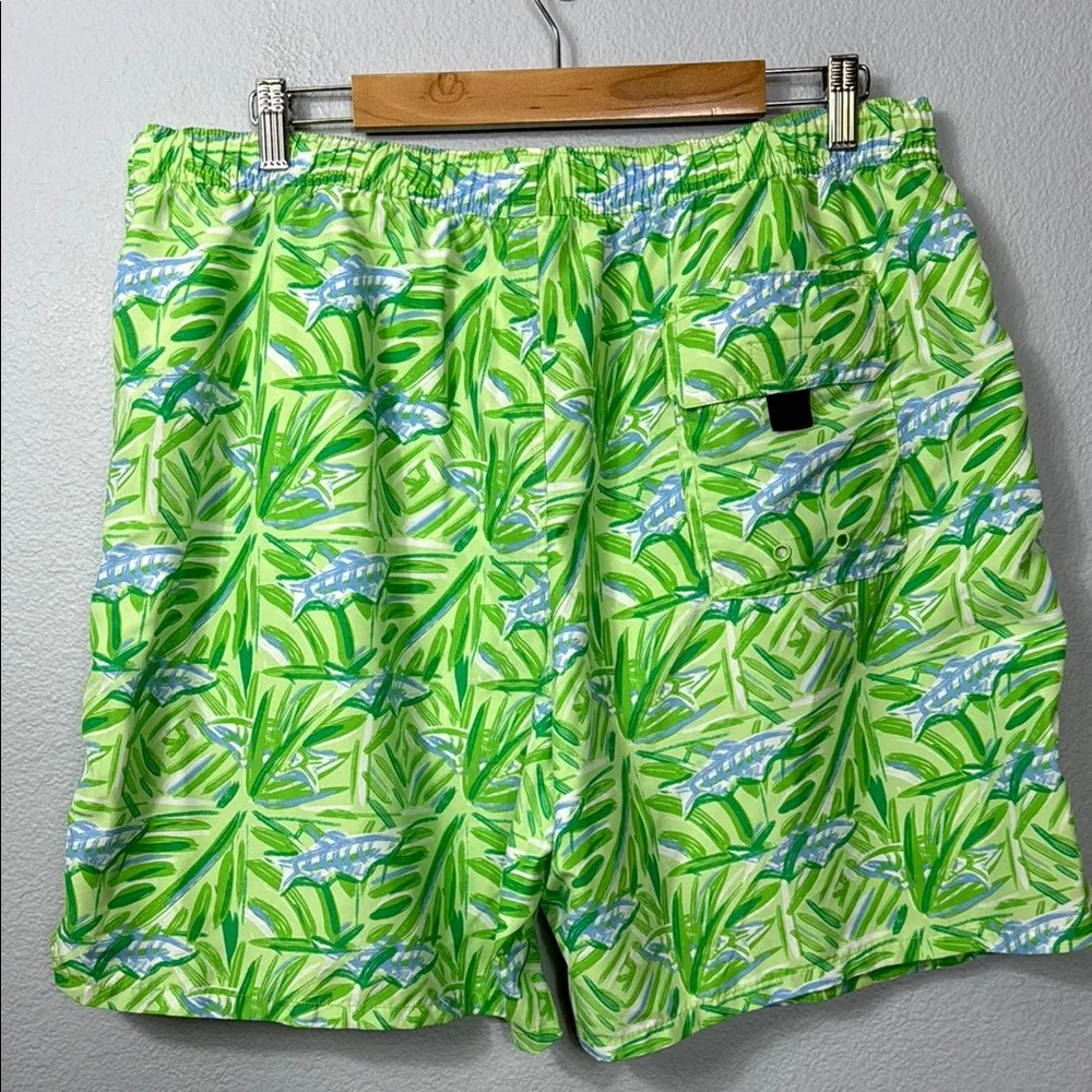 Vineyard Vines Men's Green Blue Tropical Swim Trunks‎